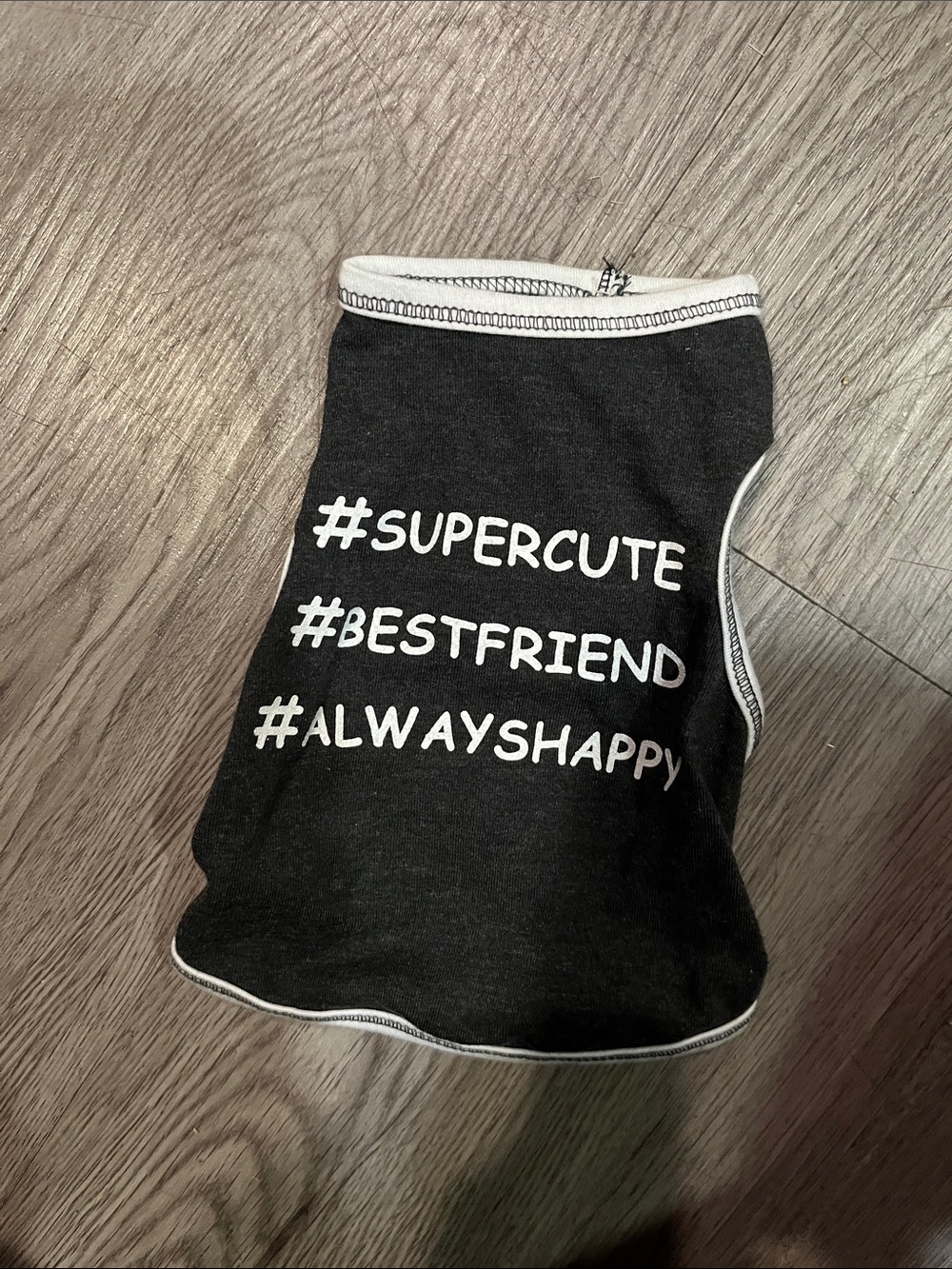 Black #SUPERCUTE Dog Tee with White Trim